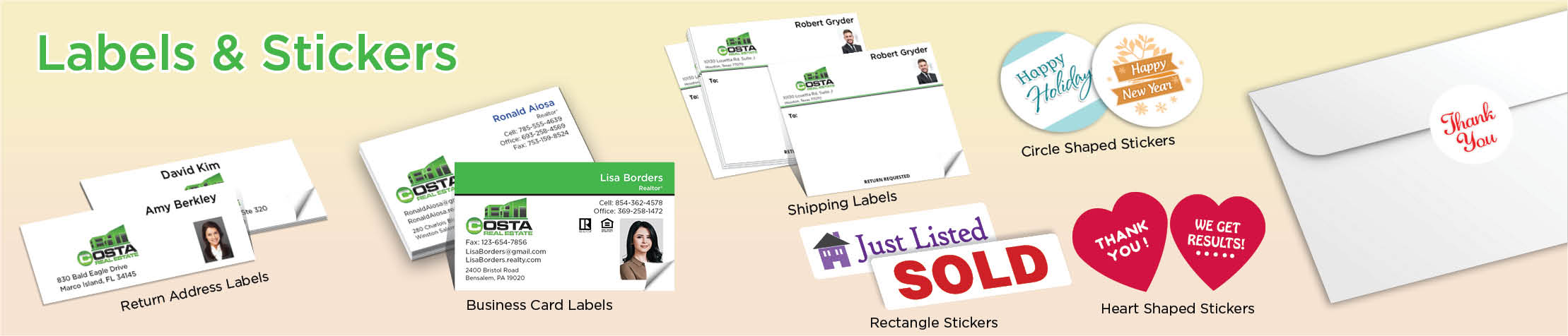 Costa Real Estate Labels and Stickers - MHRS business card labels, return address labels, shipping labels, and assorted stickers | BestPrintBuy.com