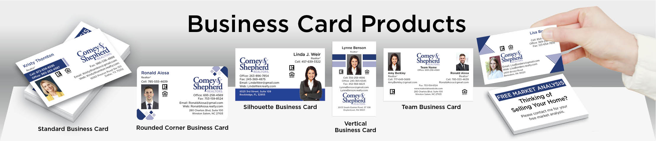 Comey & Shepherd Realtors Real Estate Business Card Products - Comey & Shepherd Realtors  - Unique, Custom Business Cards Printed on Quality Stock with Creative Designs for Realtors | BestPrintBuy.com