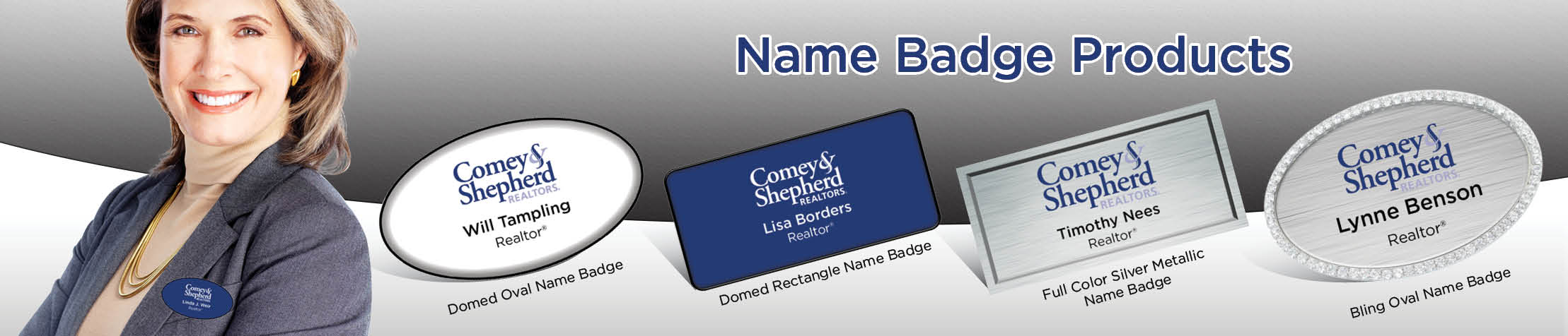 Comey & Shepherd Realtors Real Estate Name Badge Products - Comey & Shepherd Realtors Name Tags for Realtors | BestPrintBuy.com