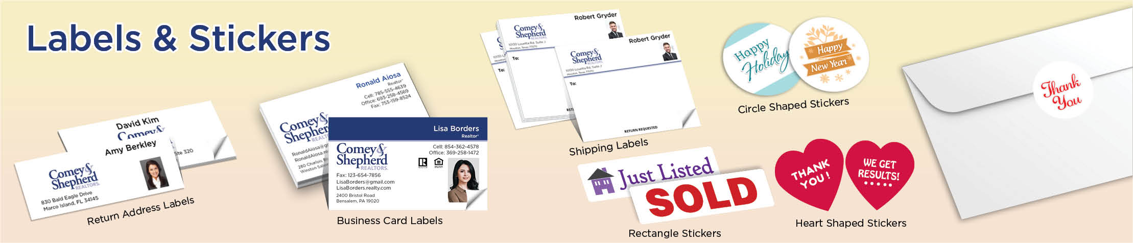 Comey & Shepherd Realtors Real Estate Labels and Stickers - MHRS business card labels, return address labels, shipping labels, and assorted stickers | BestPrintBuy.com