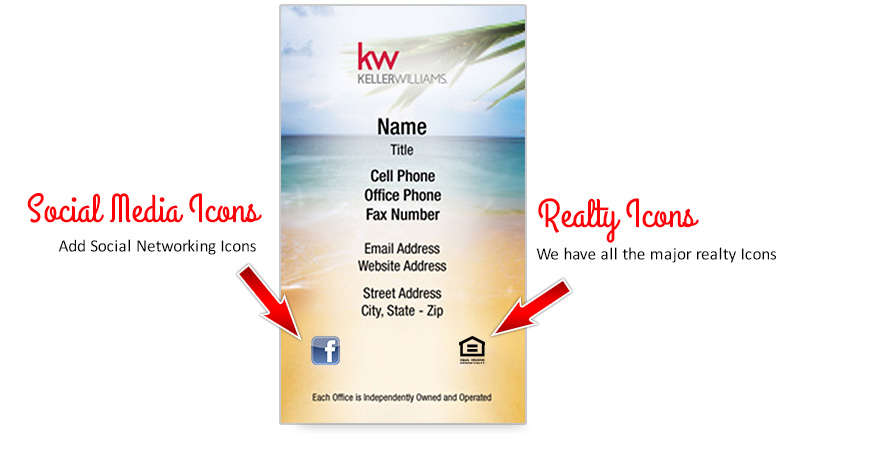 Keller Williams Vertical Business Cards Without photo