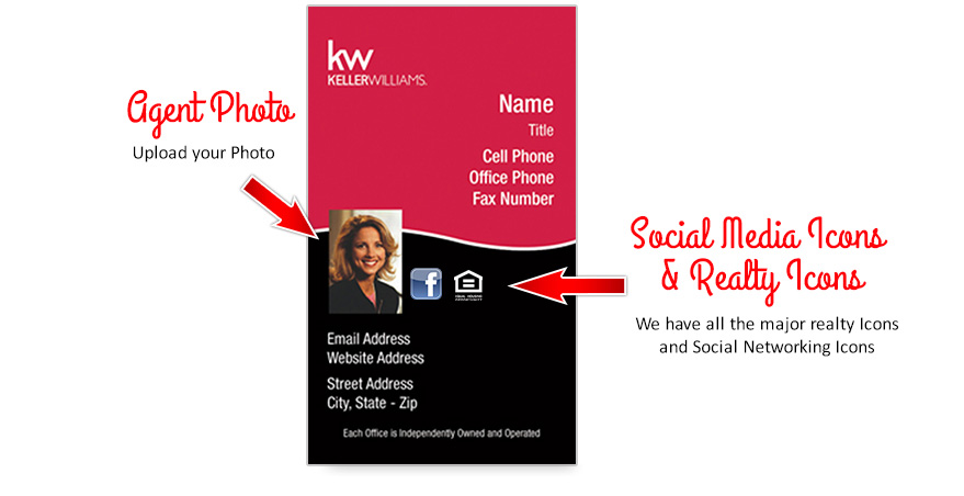 Keller Williams Vertical Business Cards With Photo