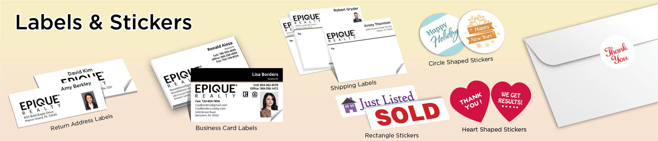 Epique Realty Real Estate Labels and Stickers - MHRS business card labels, return address labels, shipping labels, and assorted stickers | BestPrintBuy.com