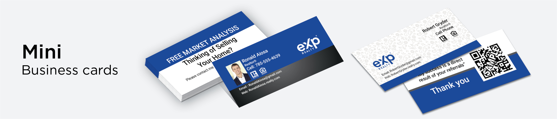 eXp Realty Real Estate Mini Business Cards - eXp Realty - Unique, Slim, Half Size Modern Business Cards for Realtors | BestPrintBuy.com
