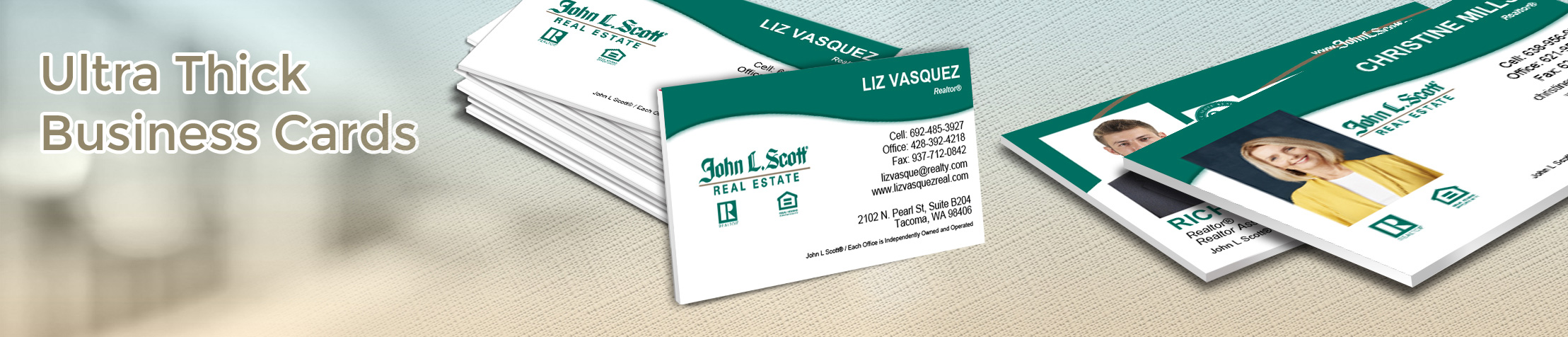 John L. Scott Real Estate Ultra Thick Business Cards - John L. Scott Real Estate - Luxury, Thick Stock Business Cards with a Matte Finish for Realtors | BestPrintBuy.com