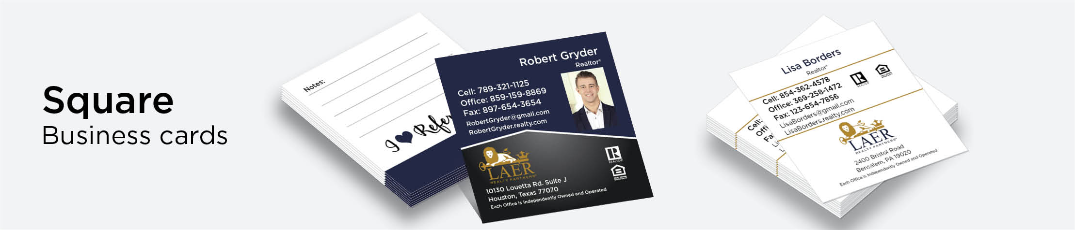 LAER Realty Partners Real Estate Square Business Cards - LAER Realty Partners  - Modern, Unique Business Cards for Realtors with a Glossy or Matte Finish | BestPrintBuy.com