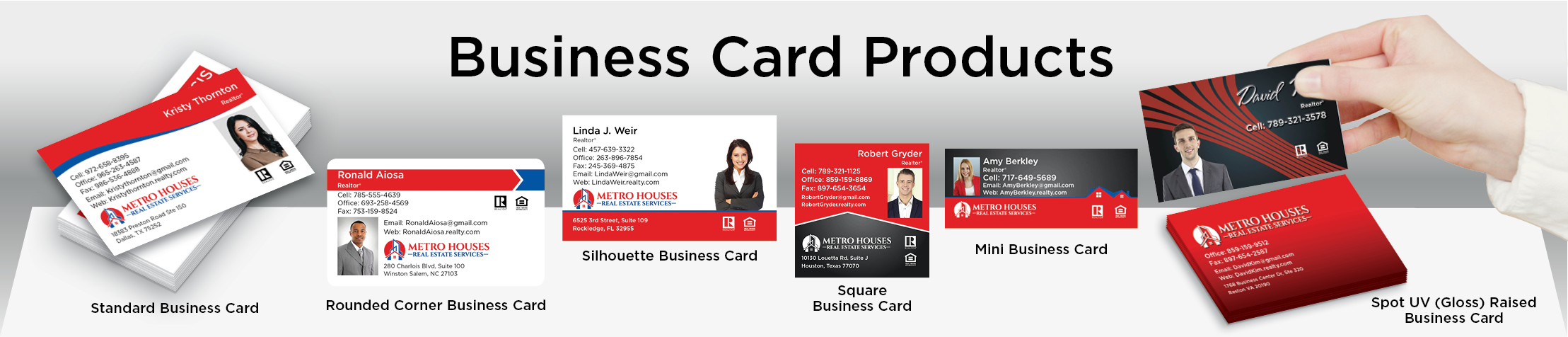 Metro Houses Real Estate Services Real Estate Business Card Products - MHRS Approved Vendor - Unique, Custom Business Cards Printed on Quality Stock with Creative Designs for Realtors | BestPrintBuy.com