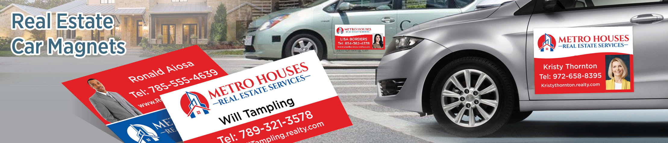 Metro Houses Real Estate Services Real Estate Car Magnets - Custom car magnets for realtors, with or without photo | BestPrintBuy.com