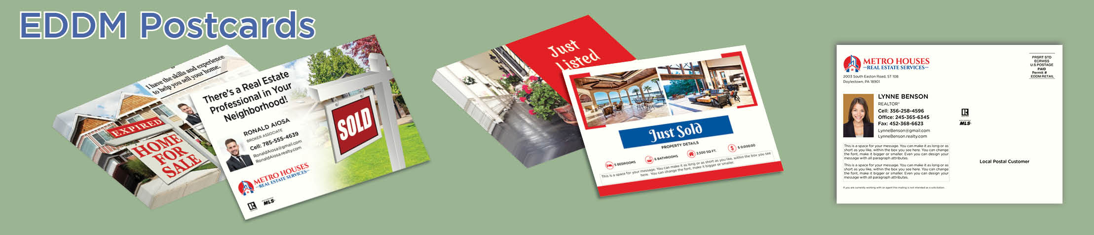 Metro Houses Real Estate Services Real Estate EDDM Postcards - personalized Every Door Direct Mail Postcards | BestPrintBuy.com