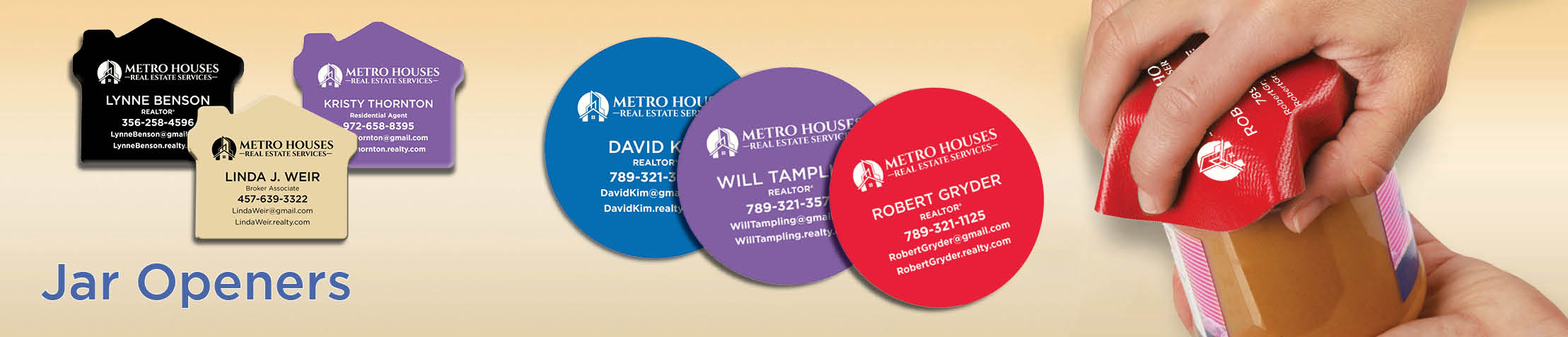 Metro Houses Real Estate Services Real Estate Jar Openers - Metro Houses Real Estate Services  personalized realtor promotional products | BestPrintBuy.com