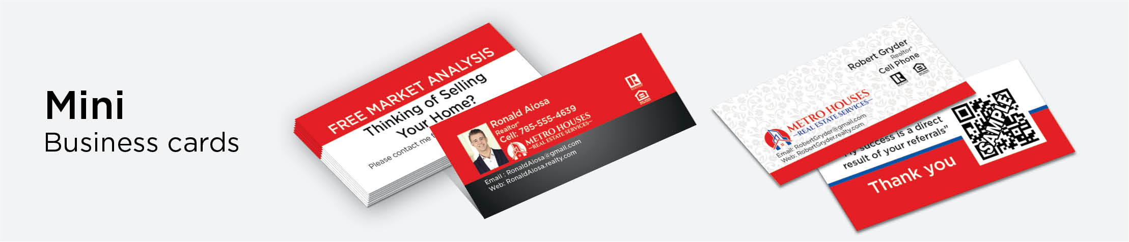 Metro Houses Real Estate Services Real Estate Mini Business Cards - Metro Houses Real Estate Services - Unique, Slim, Half Size Modern Business Cards for Realtors | BestPrintBuy.com