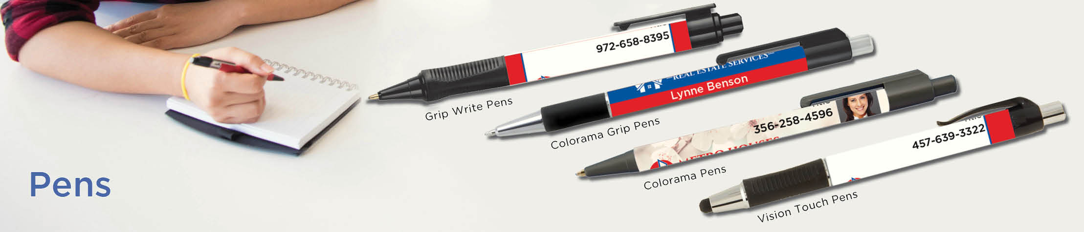 Metro Houses Real Estate Services  Real Estate Personalized Pens - promotional products: Grip Write Pens, Colorama Pens, Vision Touch Pens, and Colorama Grip Pens | BestPrintBuy.com