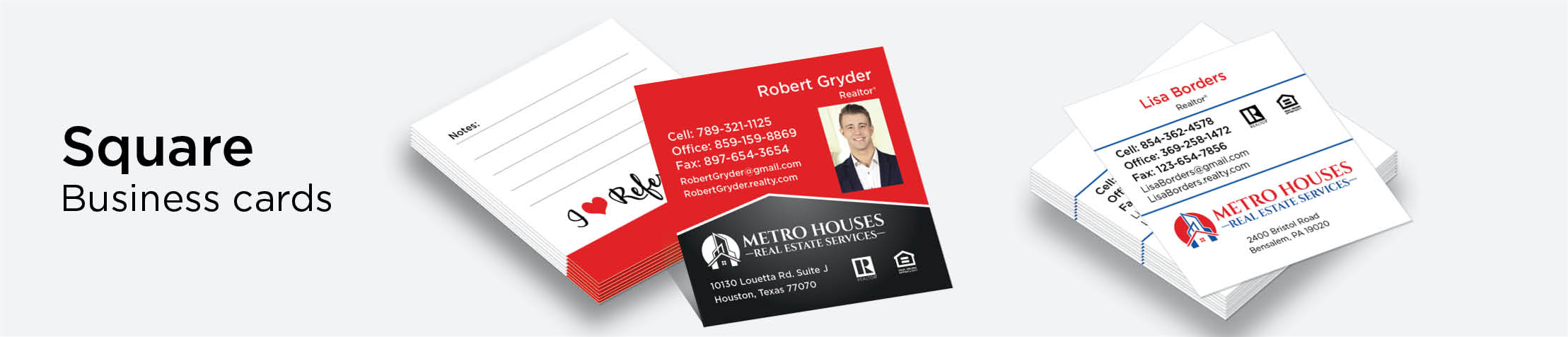 Metro Houses Real Estate Services Real Estate Square Business Cards - Metro Houses Real Estate Services  - Modern, Unique Business Cards for Realtors with a Glossy or Matte Finish | BestPrintBuy.com