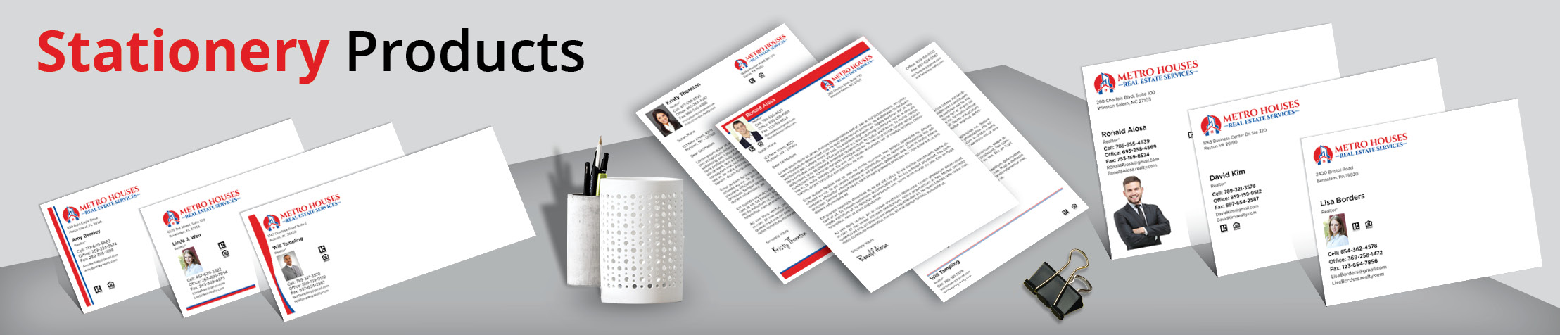 Metro Houses Real Estate Services Real Estate Stationery Products - Custom Letterhead & Envelopes Stationery Products for Realtors | BestPrintBuy.com