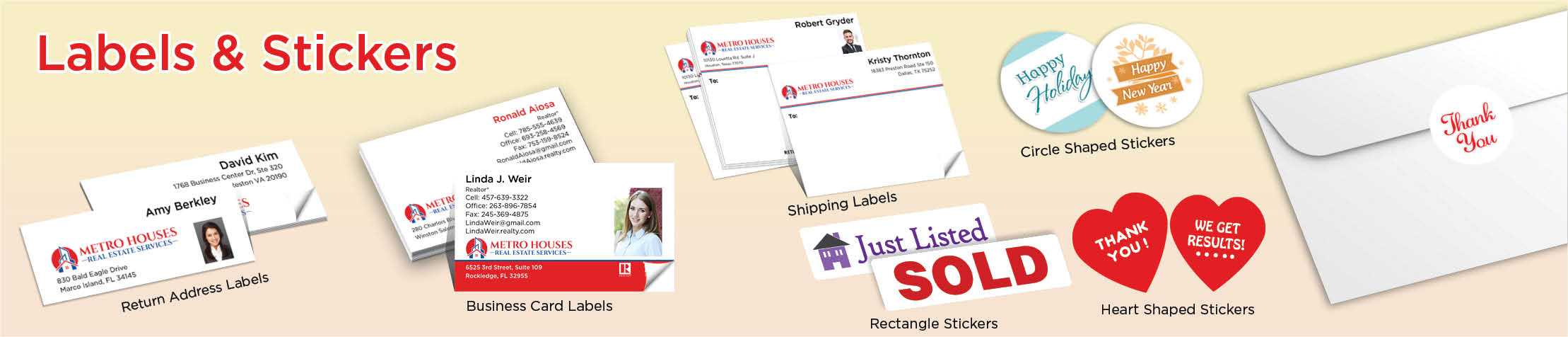 Metro Houses Real Estate Services Real Estate Labels and Stickers - MHRS business card labels, return address labels, shipping labels, and assorted stickers | BestPrintBuy.com