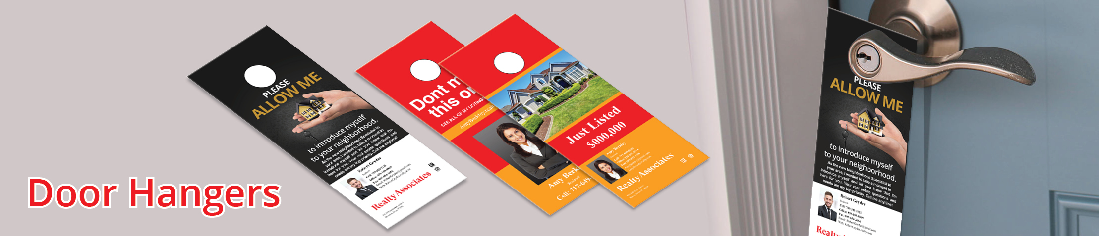 Realty Associates Real Estate Door Hangers - Realty Associates Door Knockers for Realtors | BestPrintBuy.com