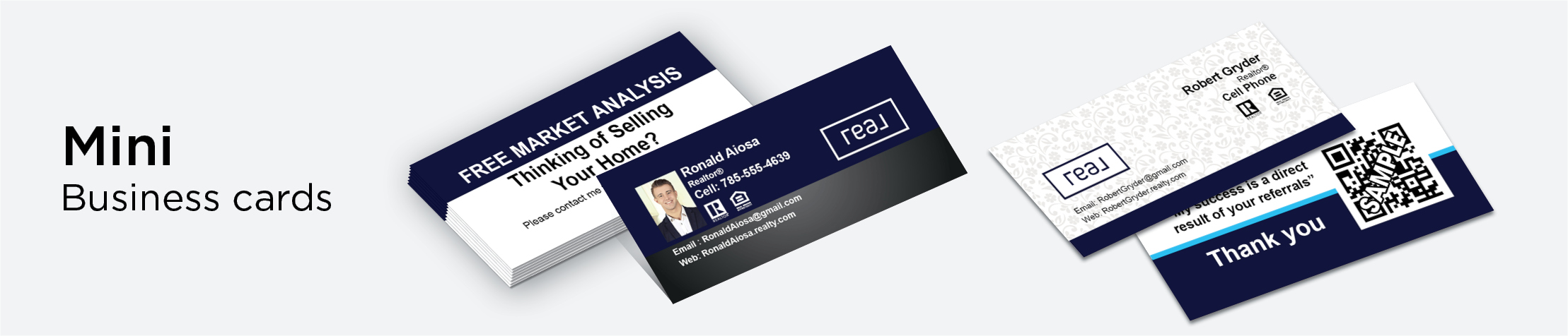 Real Real Estate Mini Business Cards - Real - Unique, Slim, Half Size Modern Business Cards for Realtors | BestPrintBuy.com