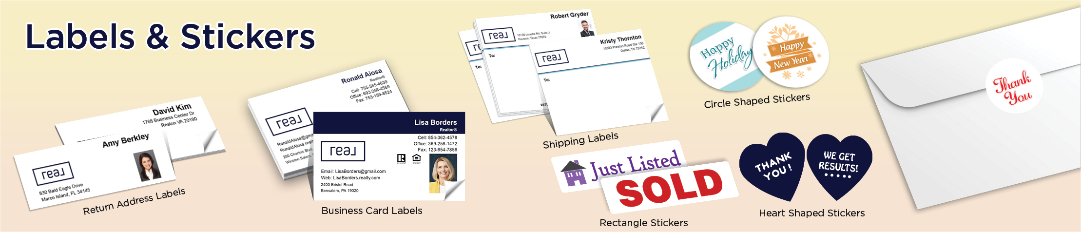 Real Real Estate Labels and Stickers - MHRS business card labels, return address labels, shipping labels, and assorted stickers | BestPrintBuy.com