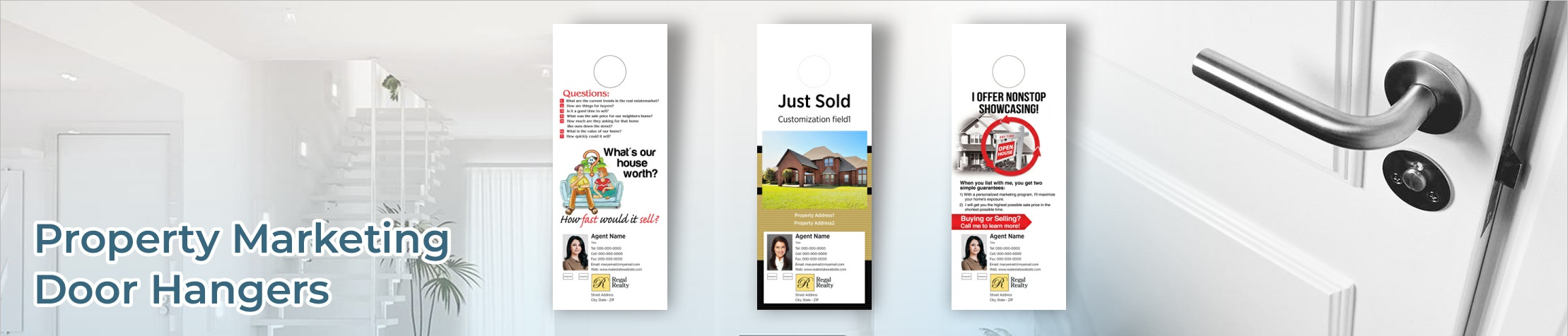 Regal Realty Property Marketing Door Hangers - Regal Realty Door Knockers for Realtors | BestPrintBuy.com