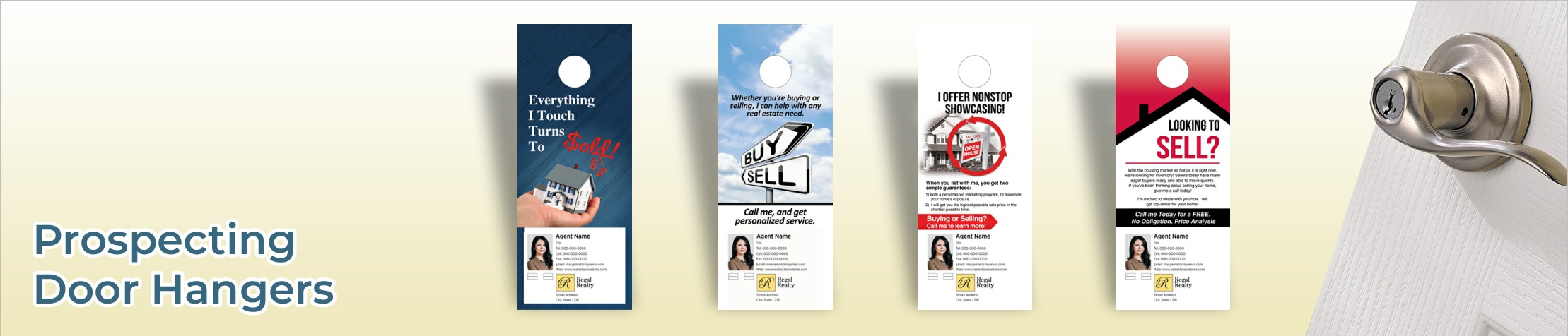 Regal Realty Prospecting Door Hangers - Regal Realty  Door Knockers for Realtors | BestPrintBuy.com