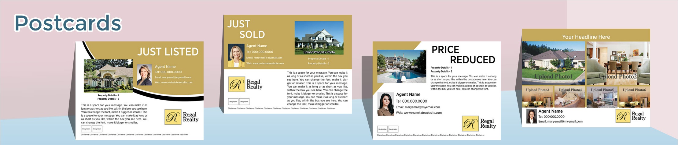 Regal Realty Real Estate Postcards - RESI postcard templates and direct mail postcard mailing services | BestPrintBuy.com