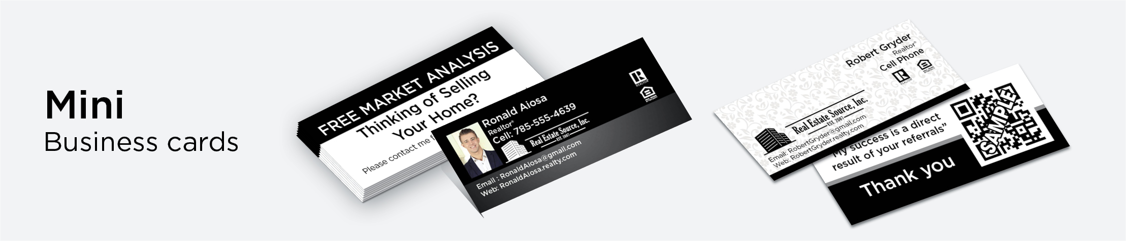 Real Estate Source Inc Real Estate Mini Business Cards - Real Estate Source Inc - Unique, Slim, Half Size Modern Business Cards for Realtors | BestPrintBuy.com