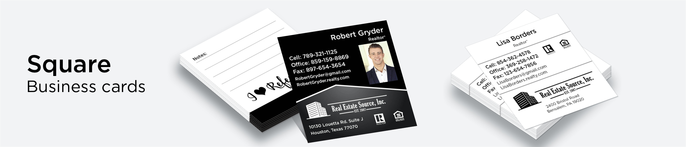 Real Estate Source Inc Real Estate Square Business Cards - Real Estate Source Inc  - Modern, Unique Business Cards for Realtors with a Glossy or Matte Finish | BestPrintBuy.com