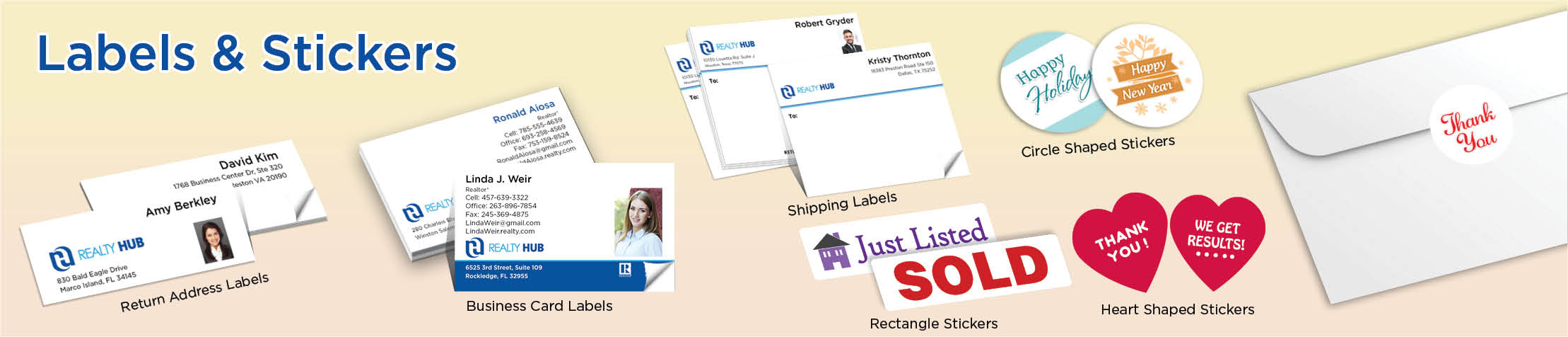 Realty Hub Real Estate Labels and Stickers - MHRS business card labels, return address labels, shipping labels, and assorted stickers | BestPrintBuy.com