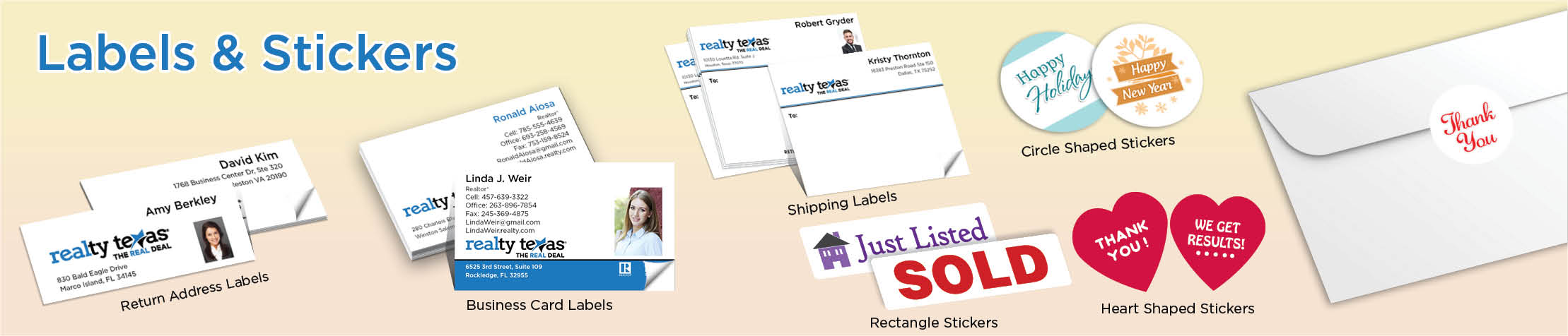 Realty Texas Real Estate Labels and Stickers - MHRS business card labels, return address labels, shipping labels, and assorted stickers | BestPrintBuy.com