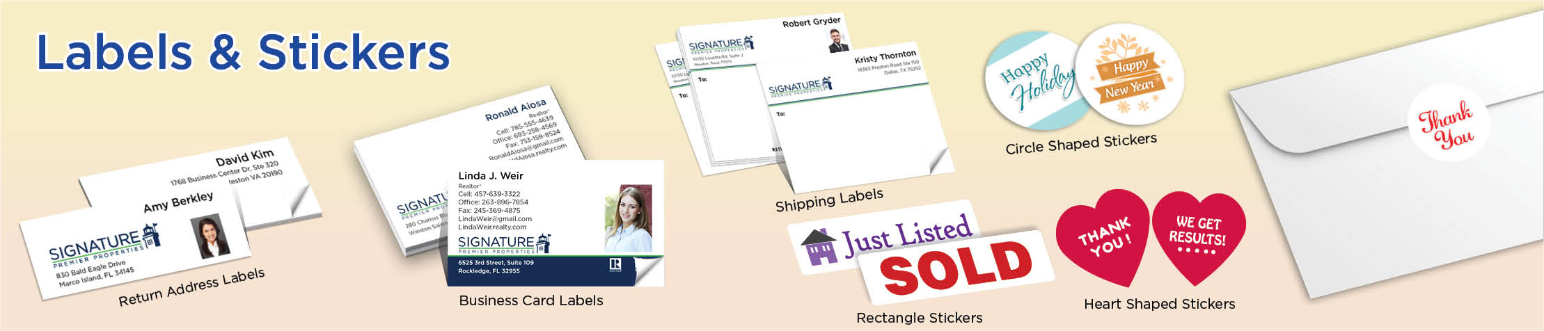 Signature Premier Properties Real Estate Labels and Stickers - MHRS business card labels, return address labels, shipping labels, and assorted stickers | BestPrintBuy.com