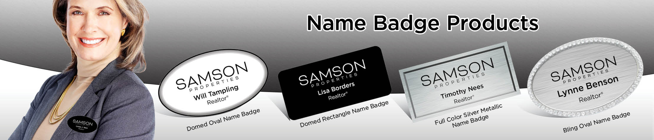 Samson Properties Real Estate Name Badge Products - Samson Properties Name Tags for Realtors | BestPrintBuy.com