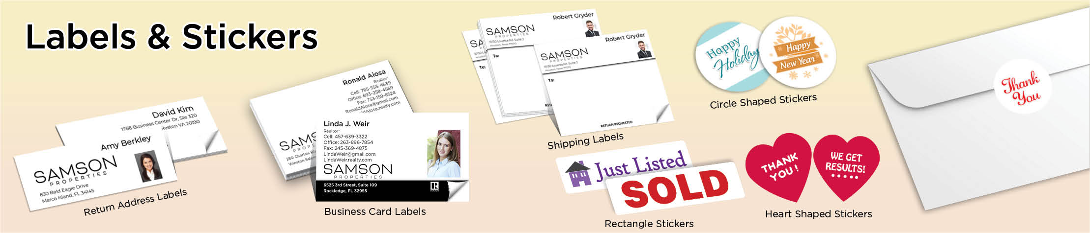 Samson Properties Real Estate Labels and Stickers - MHRS business card labels, return address labels, shipping labels, and assorted stickers | BestPrintBuy.com