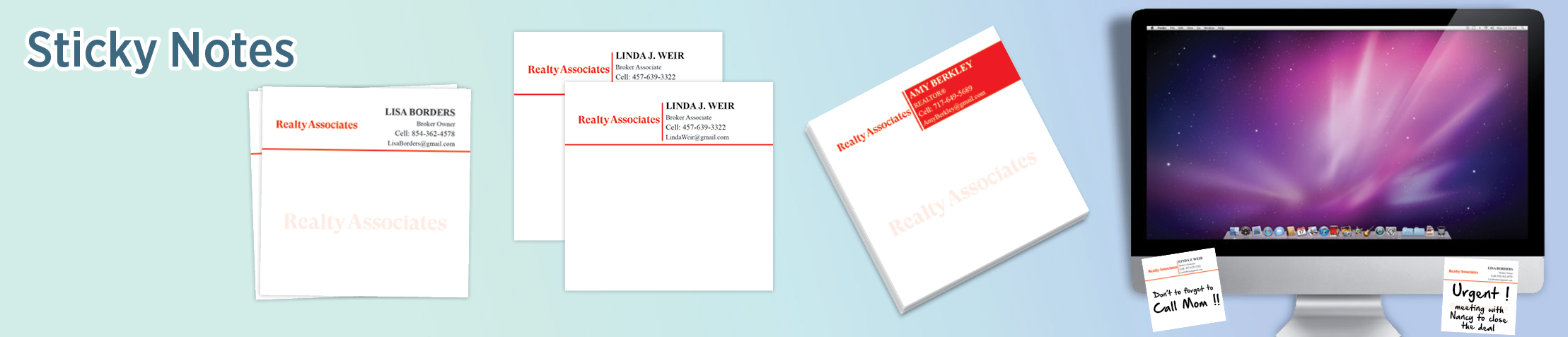 Realty Associates Real Estate Sticky Notes - Realty Associates personalized realtor post it note pads | BestPrintBuy.com