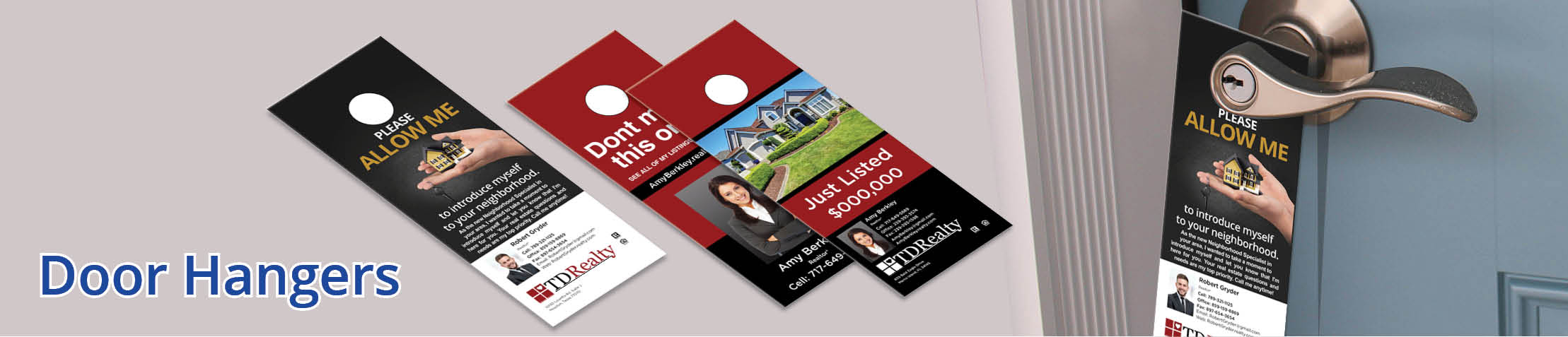 TDRealty Real Estate Door Hangers - TDRealty Door Knockers for Realtors | BestPrintBuy.com