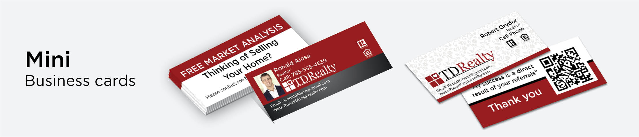 TDRealty Real Estate Mini Business Cards - TDRealty - Unique, Slim, Half Size Modern Business Cards for Realtors | BestPrintBuy.com