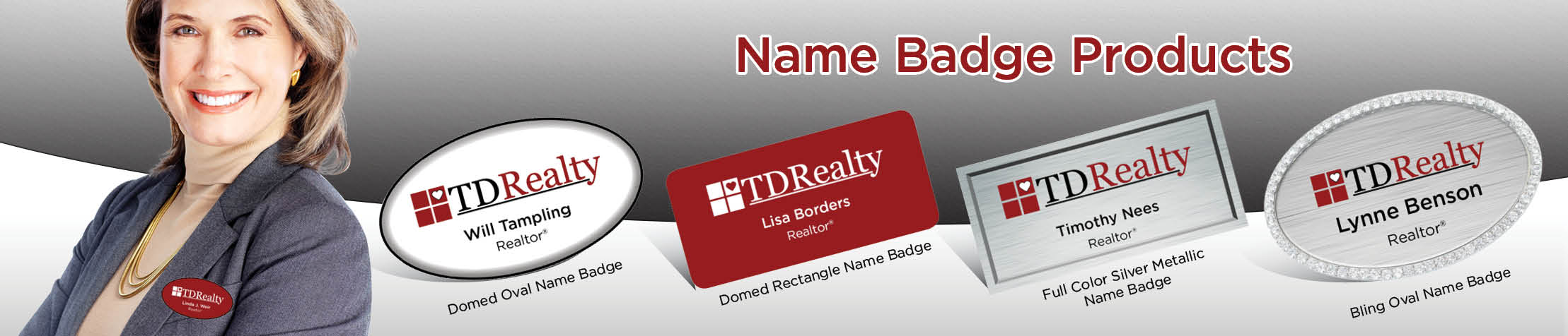 TDRealty Real Estate Name Badge Products - TDRealty Name Tags for Realtors | BestPrintBuy.com