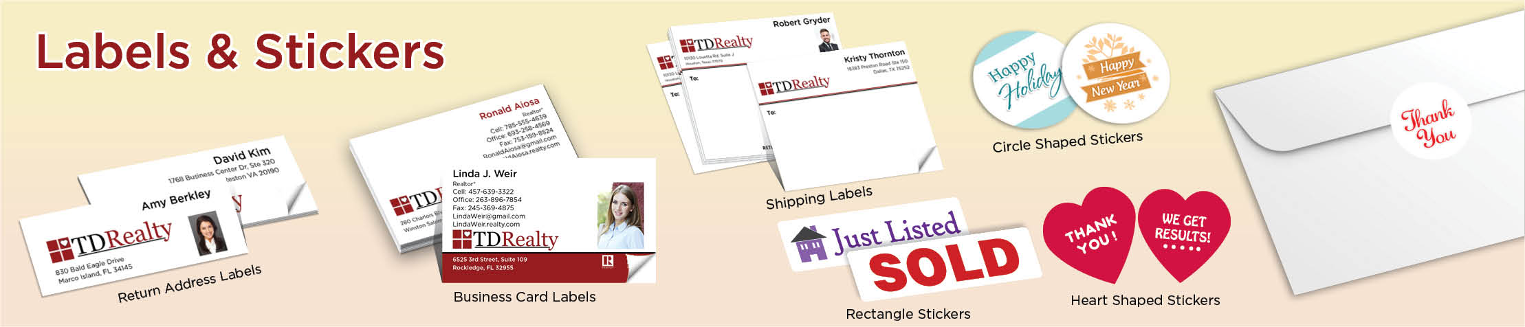 TDRealty Real Estate Labels and Stickers - MHRS business card labels, return address labels, shipping labels, and assorted stickers | BestPrintBuy.com