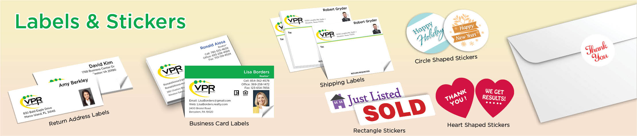 Virtual Properties Realty Real Estate Labels and Stickers - MHRS business card labels, return address labels, shipping labels, and assorted stickers | BestPrintBuy.com