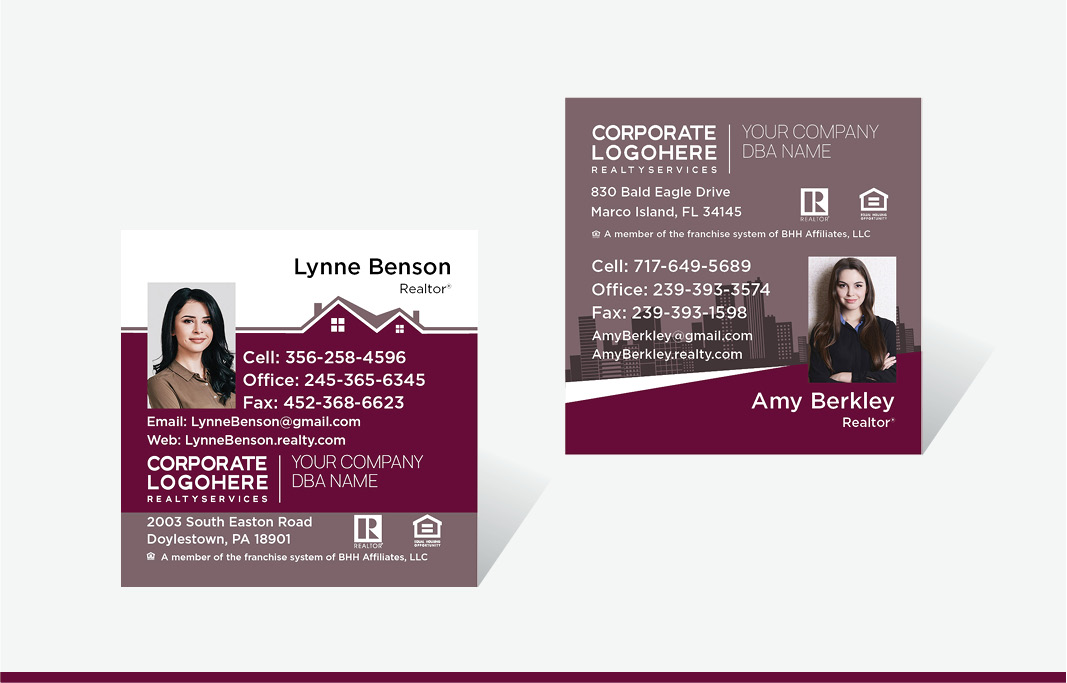 Custom Berkshire Hathaway Real Estate Square Business Cards